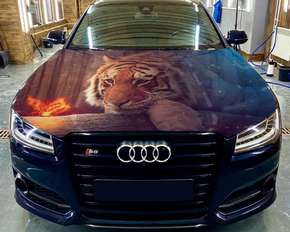Tiger Car Hood Wrap Selfadhesive Vinyl Sticker Full Color Etsy
