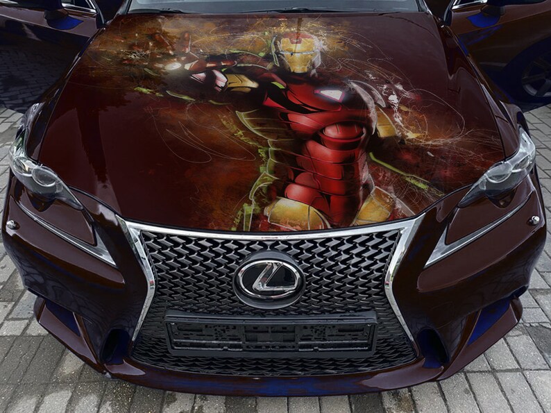 Iron Man Car Hood Wrap Selfadhesive Vinyl Sticker Full Color Etsy