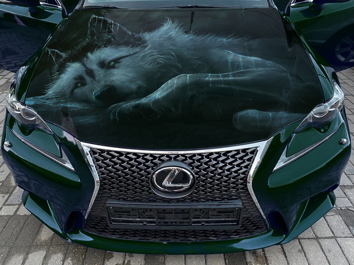White Wolf Car Hood Wrap Selfadhesive Vinyl Sticker Full Etsy
