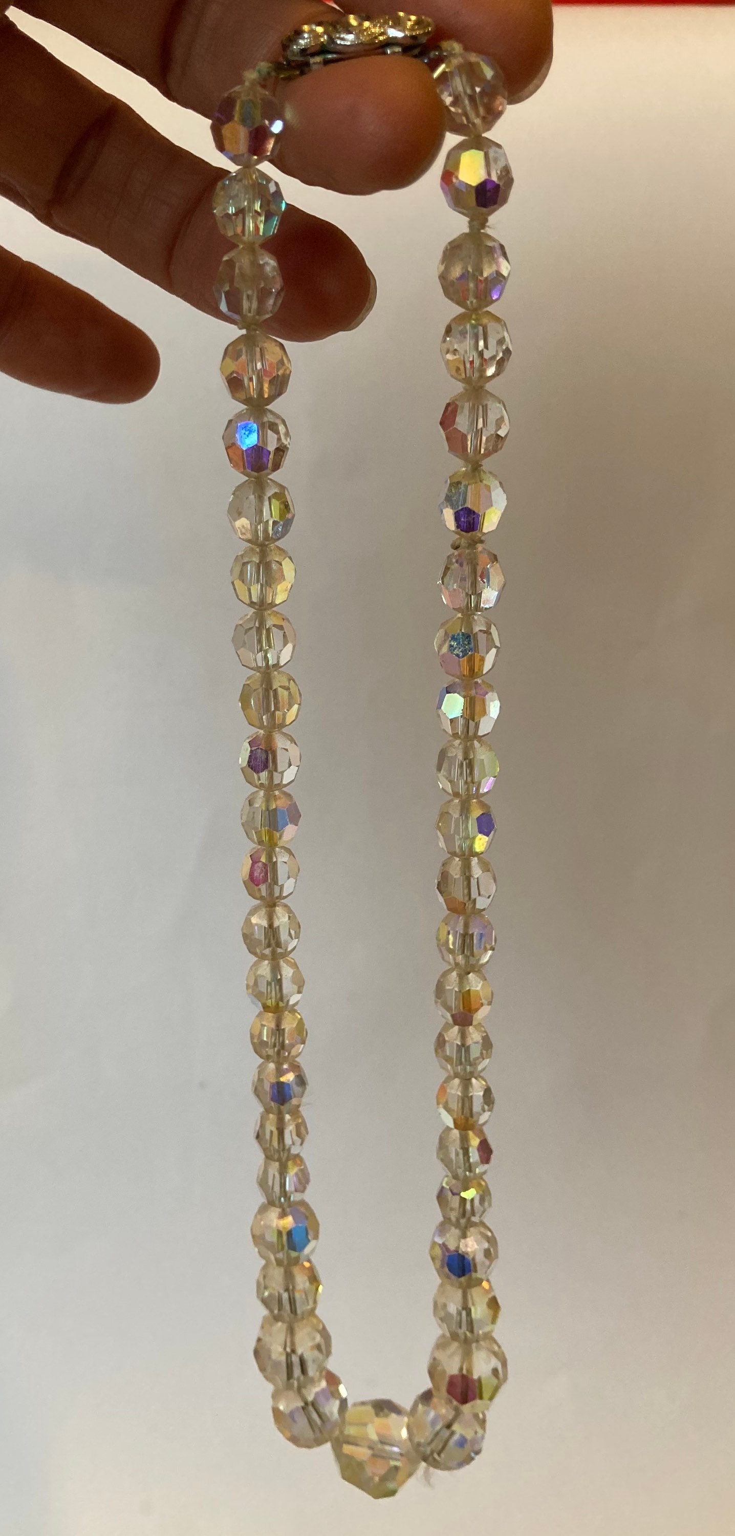 Vintage Single String Crystal Necklace | Etsy