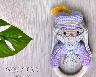 Wizard headmaster crochet baby rattle - Magical nursery gift  - HP inspired Wizard teacher fantasy babyroom decoration