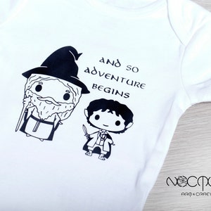 Wizard and tiny adventurer baby bodysuit - And so adventure begins Baby grow - Baby announcement idea