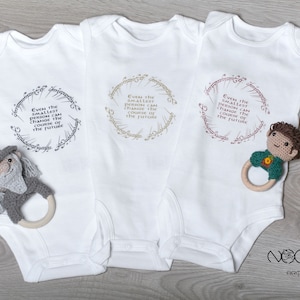 Unisex baby bodysuit with quote - the smallest person - fantasy babyshower - Custom baby bodysuit with name -  Baby announcement idea
