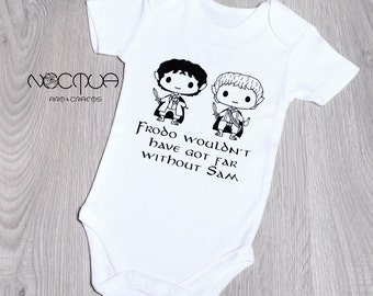 Hobbit Sam & Frodo Baby bodysuit - Regalo de babyshower de fantasía - Onesie inspirado en LOTR - Halfling besties babygrow