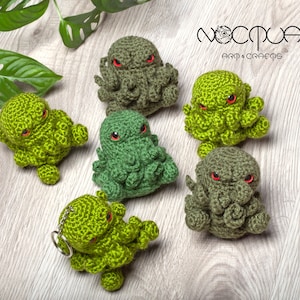 Porte-clés Cthulhu au crochet fait main - peluche unique Lovecraftian Amigurumi