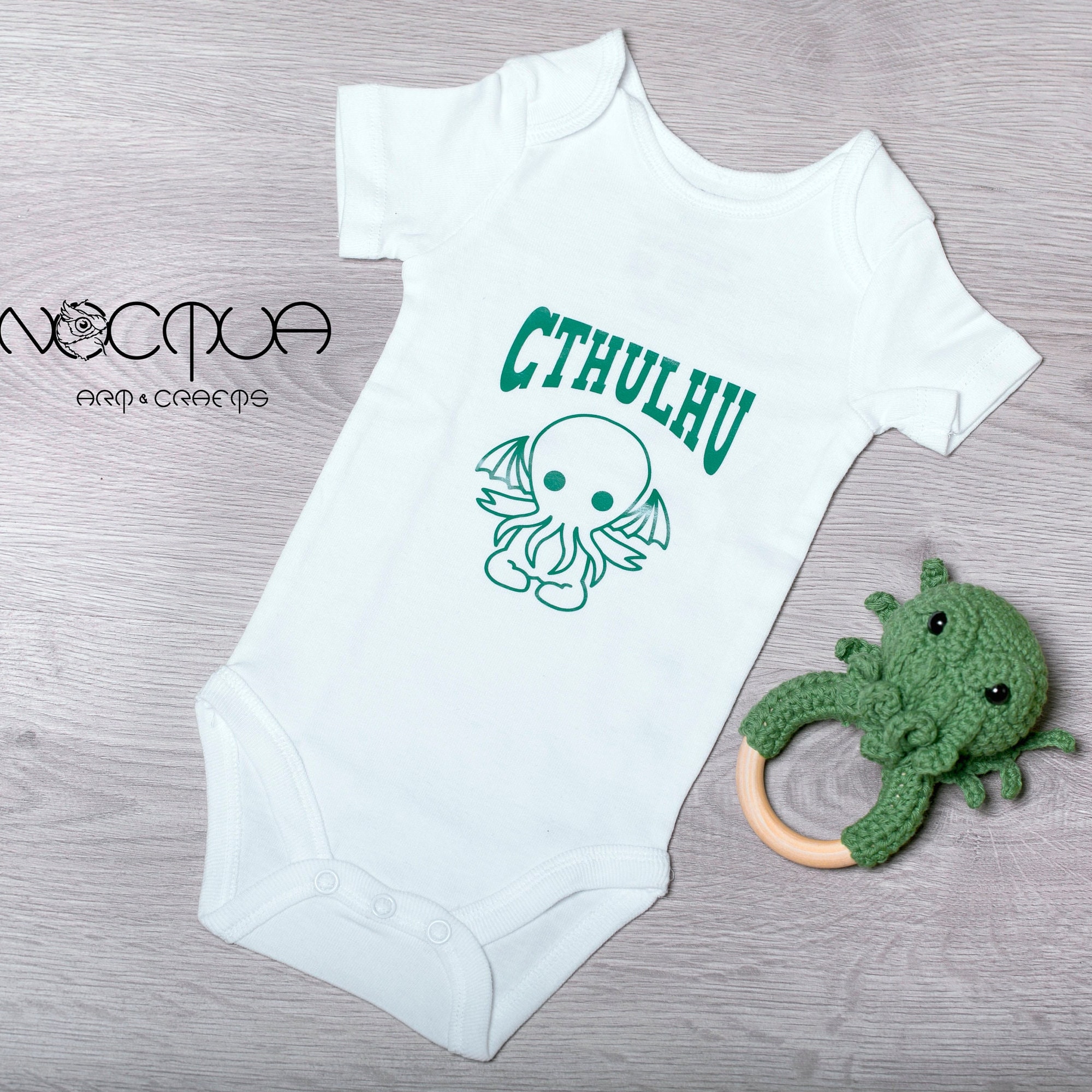 Cute Cthulhu baby bodysuit - Unisex baby grow for Lovecraft fan - Halloween baby mighty Cthulhu toddler clothes