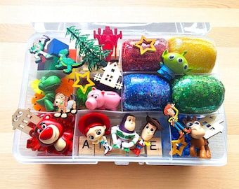Toy Story playdough kit, toddler sensory bin, easter basket gift, toy story party, montessori toy, sensory toy, toddler activity box, 3 4 5