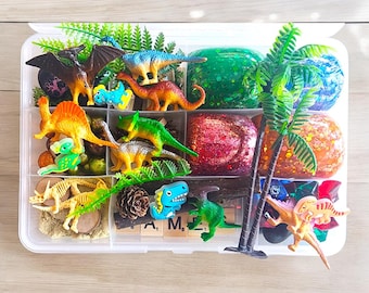 Dinosaur playdough kit, Dinosaur sensory bin, sensory play, kids personalized gift for boys, kid xmas gift