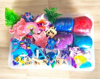 Blue alien playdough kit, pretend sensory play, Toddler birthday gift, preschool activity box, kids birthday gift, playdough kit