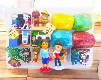 Puppy playdough kit, Puppy Patrol playdough sensory bin, Toddler xmas gift, Preschool activity box, pretend play kit, kids birthday gift