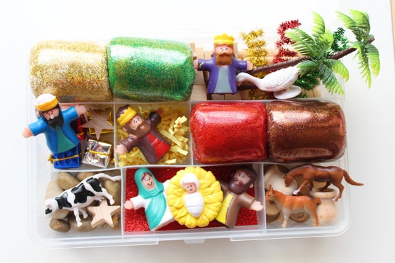 Christmas Nativity Playdough Kit Winter Playdough Box Kids