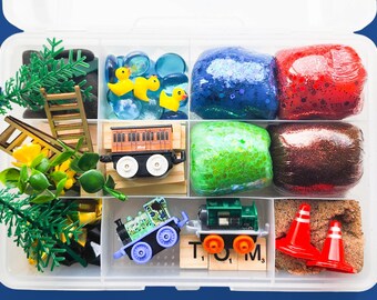 Train playdough kit, Train sensory bin, preschool xmas gift, toddler birthday gift, pretend play sensory kit, preschool activity