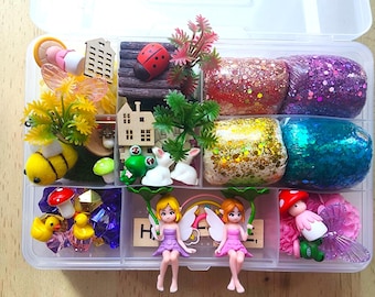 Fairy Garden  playdough kit, Fairy pretend sensory play,  xmas gift, preschool activity box, kids birthday gift, playdough craft