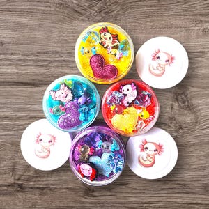 Axolotl Playdough party favor, playdough jar, kids birthday gift, kid basket stuffer mini play dough kit, sensory kit, kid gift 3 4 5 6 7 8