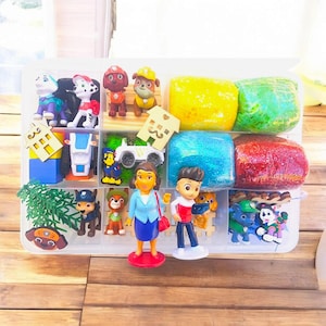 Puppy playdough kit, Puppy Patrol playdough sensory bin, Toddler Christmas gift, Preschool activity box, pretend play kit, kids birthday gif