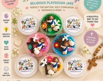Religious Christian Baptism Communion Playdough jar kit birthday favor kids gift Jesus playdough kit, sensory class party favor