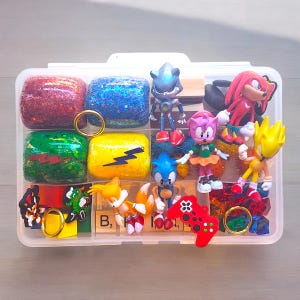 Sonic  playdough kit, gamer sensory kit, kids sonic gift Valentine gift for Toddler Birthday gift, kids pretend play, PreK sensory bin 3 4 5