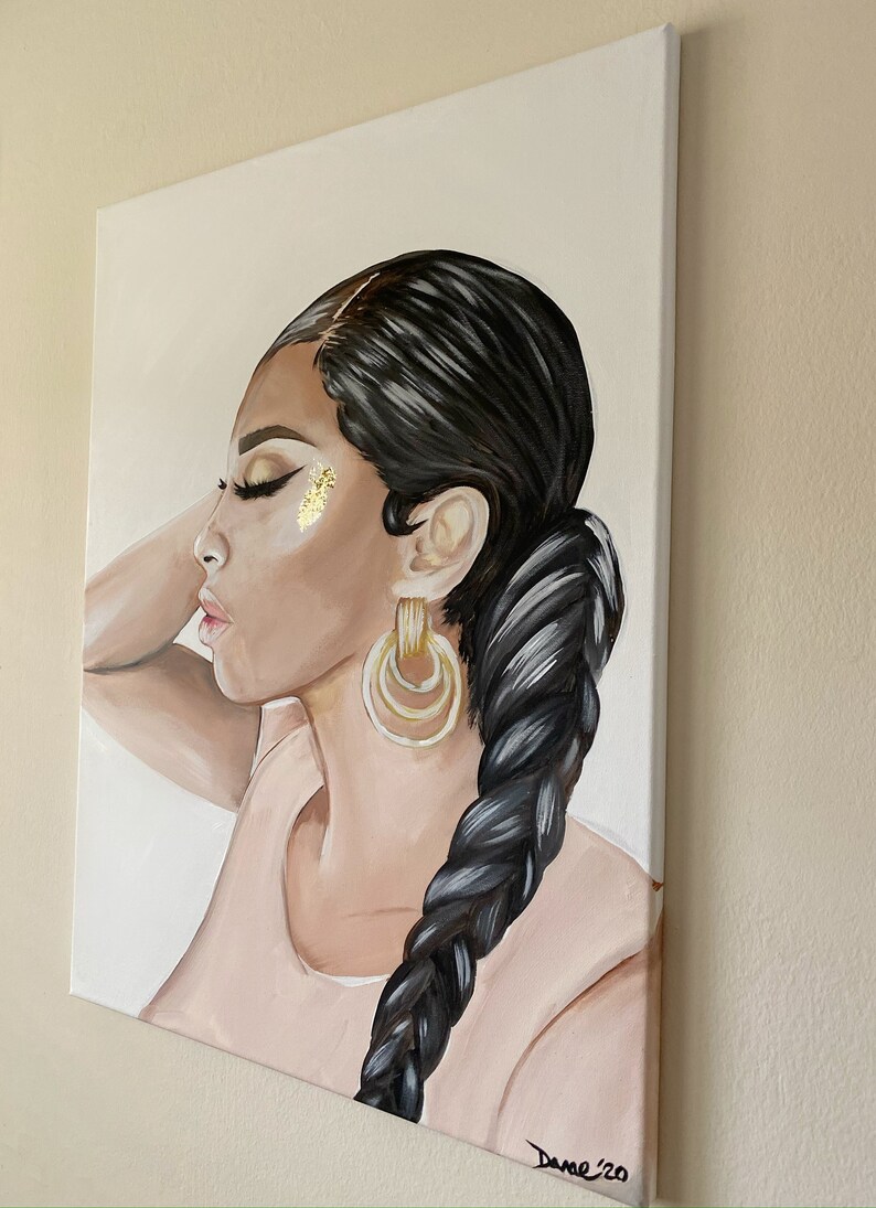18x24 Original Acrylic Woman With Braid Painting Etsy UK