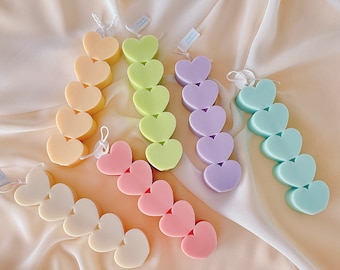 Heart Tower Candle: Handmade Soy Wax Pastel Decor