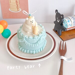 Party Bear Cream Cake Candle: Birthday Soy Wax Candle image 4