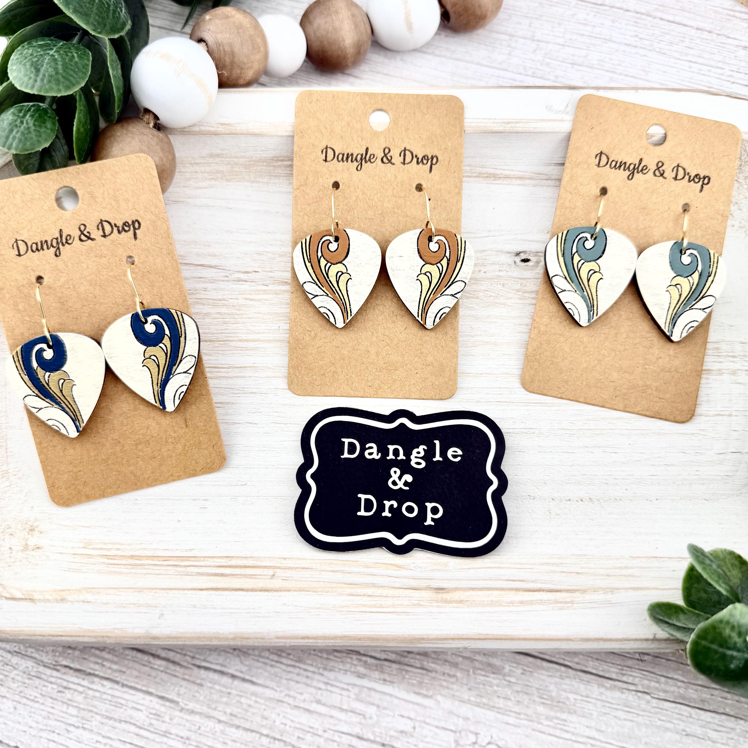 ボヘミアン風ティアドロップ型木製イヤリング、軽量ダングルイヤリング