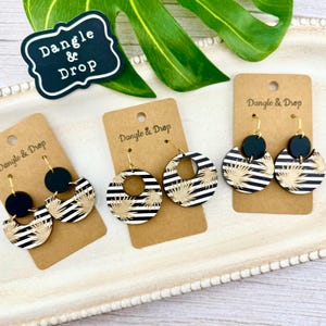 Striped Summer Earrings, Tropical Earrings, Palm Leaf Earrings, Gold Tropical Earrings, Gifts for Her, Beach Earrings, Vacation Earrings