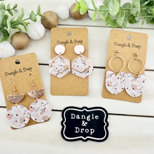 Floral Acrylic Earrings, Flower Earrings, Pastel Flowers, Geometric Acrylic Earrings, Gifts for Her, White Acrylic Earrings, Boho Earrings