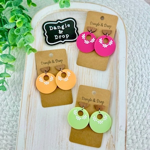 Hoop Acrylic Earrings, Colorful Circle Acrylic Earrings, Minimalist Acrylic Earrings, Gifts for Her, Wood and Acrylic Earrings