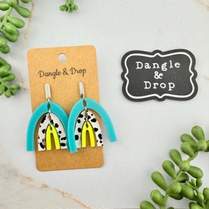 Rainbow Arch Acrylic Earrings, Bright Color Acrylic, Boho Arch Earrings, Gifts for Her, Bright Color Acrylic Earrings, Statement Earrings