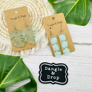 Monstera Acrylic Earrings, Trendy Acrylic Earrings, Summer Jewelry, Vacation Earrings, Tropical Earrings, Aqua Acrylic Earrings