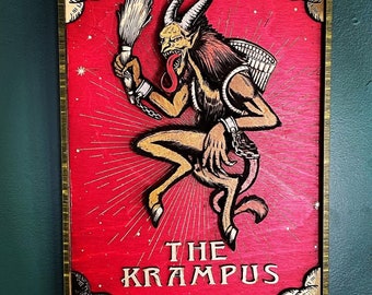 The Krampus Tarot Card Made to Order/ Tarot Wall Art / Style Vintage Tarot Deck / Occult Decor / Witchy Wall Decor