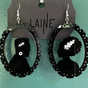 Frankenstein and Bride of Frankenstein Earrings / Weird Earrings / Halloween Horror Earrings /  Quirky Earrings / Edgy Earrings