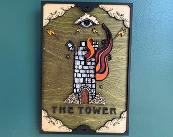 The Tower Tarot Card / Tarot Wall Art / Style Vintage Tarot Deck / Occult Decor / Witchy Wall Decor