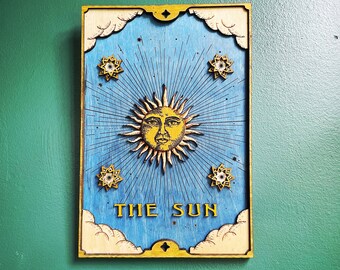 The Sun Tarot Card / Tarot Wall Art / Style Vintage Tarot Deck / Occult Decor / Witchy Wall Decor