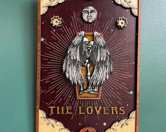 The Lovers Tarot Card Made To Order / Tarot Wall Art / Style Vintage Tarot Deck / Occult Decor / Witchy Wall Decor