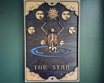 The Star Tarot Card Made to Order / Tarot Wall Art / Style Vintage Tarot Deck / Occult Decor / Witchy Wall Decor / Skeleton Art