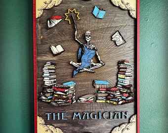 The Magician Tarot Card Made to Order / Tarot Wall Art / Style Vintage Tarot Deck / Occult Decor / Witchy Wall Decor / Skeleton Art