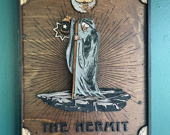 The Hermit Tarot Card Made to Order / Tarot Wall Art / Style Vintage Tarot Deck / Occult Decor / Witchy Wall Decor