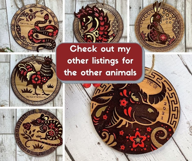 Chinese Zodiac Horse Ornament in Cherry Wood Year of The Horse Chinese New Year 2021 Chinese Year Animal Zodiac Lucky Gift