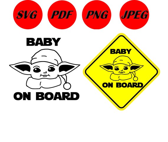 Bebe Yoda A Bordo En Blanco Y Negro Svg Star Wars Png Pdf Etsy