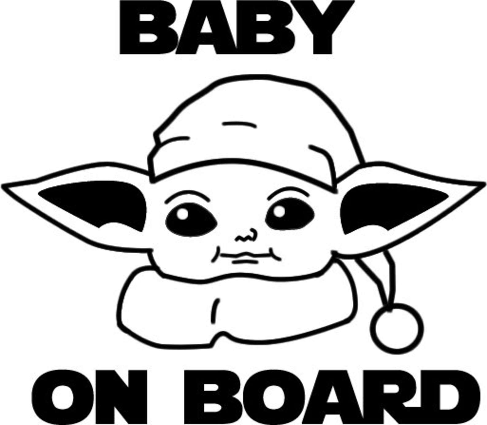Baby Yoda on Board Black and White SVG Star Wars PNG PDF | Etsy
