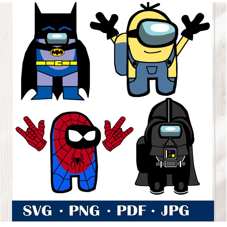 Download Among Us SVG Characters Minion Bat Man Darth Vader | Etsy