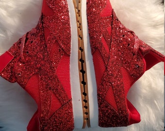 red glitter jordans
