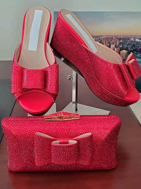 glitter wedge heels