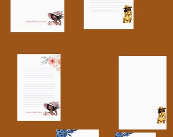 PRINTABLE Letter Writing Stationery Notepaper African-american Women Stationery Sheets Note Pad ...