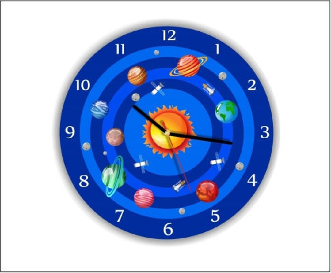 Solar System Wall Clock Planet COSMOS - Etsy