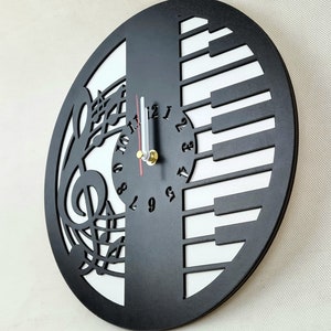 Wall clock 3D notes piano gift for music