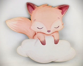 A fox on a cloud lamp with your child's name