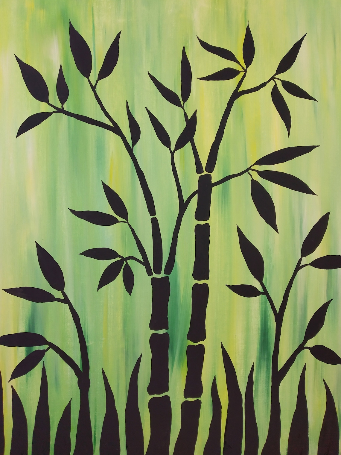 Original acrylic bamboo painting Etsy