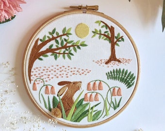 Harebells Embroidery Kit • 6" Hoop  • Nature and Forest Theme • DIY Spring & Summer Craft Kit • Handmade Gift for Animal Lovers